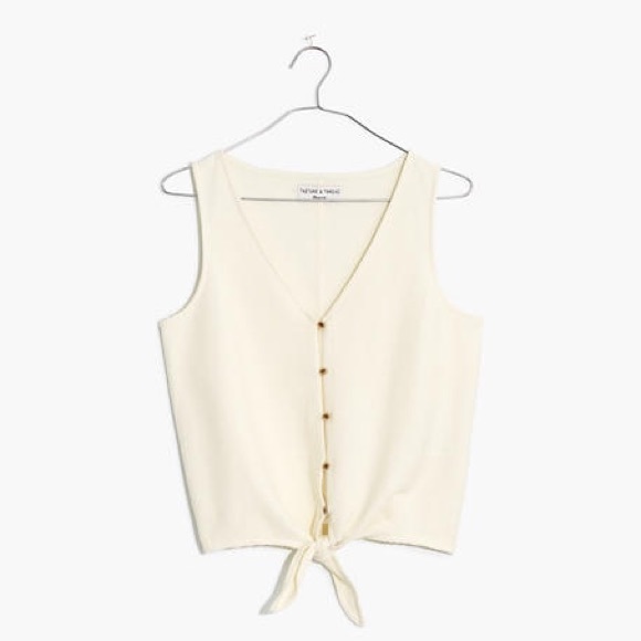 Madewell Texture & Thread Button Front Tie Tank - Picture 1 of 2
